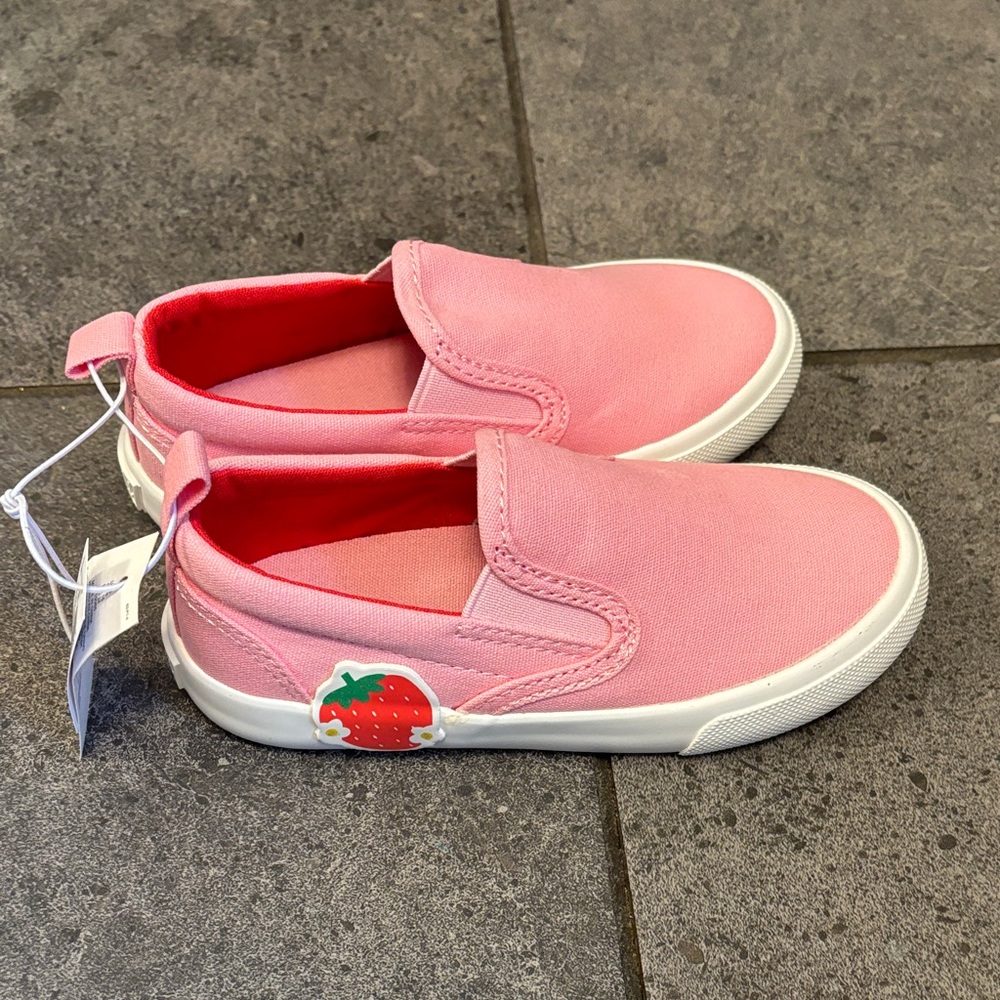 Old Navy Pink Slip-On Canvas Sneakers with Strawberry Accent